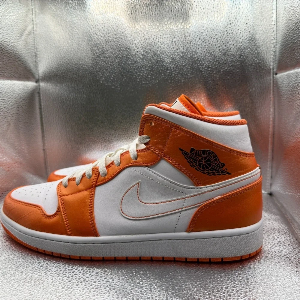 Size 12 Air Jordan 1 SE Mid Electro Orange White Mens Athletic Shoes‎ DM3531-800